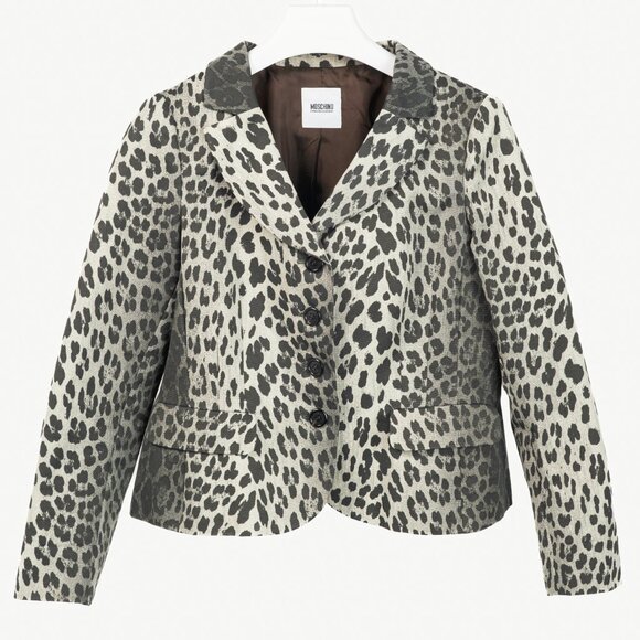 Moschino Cheap and Chic Grey Cotton Leopard Blazer - Picture 1 of 10